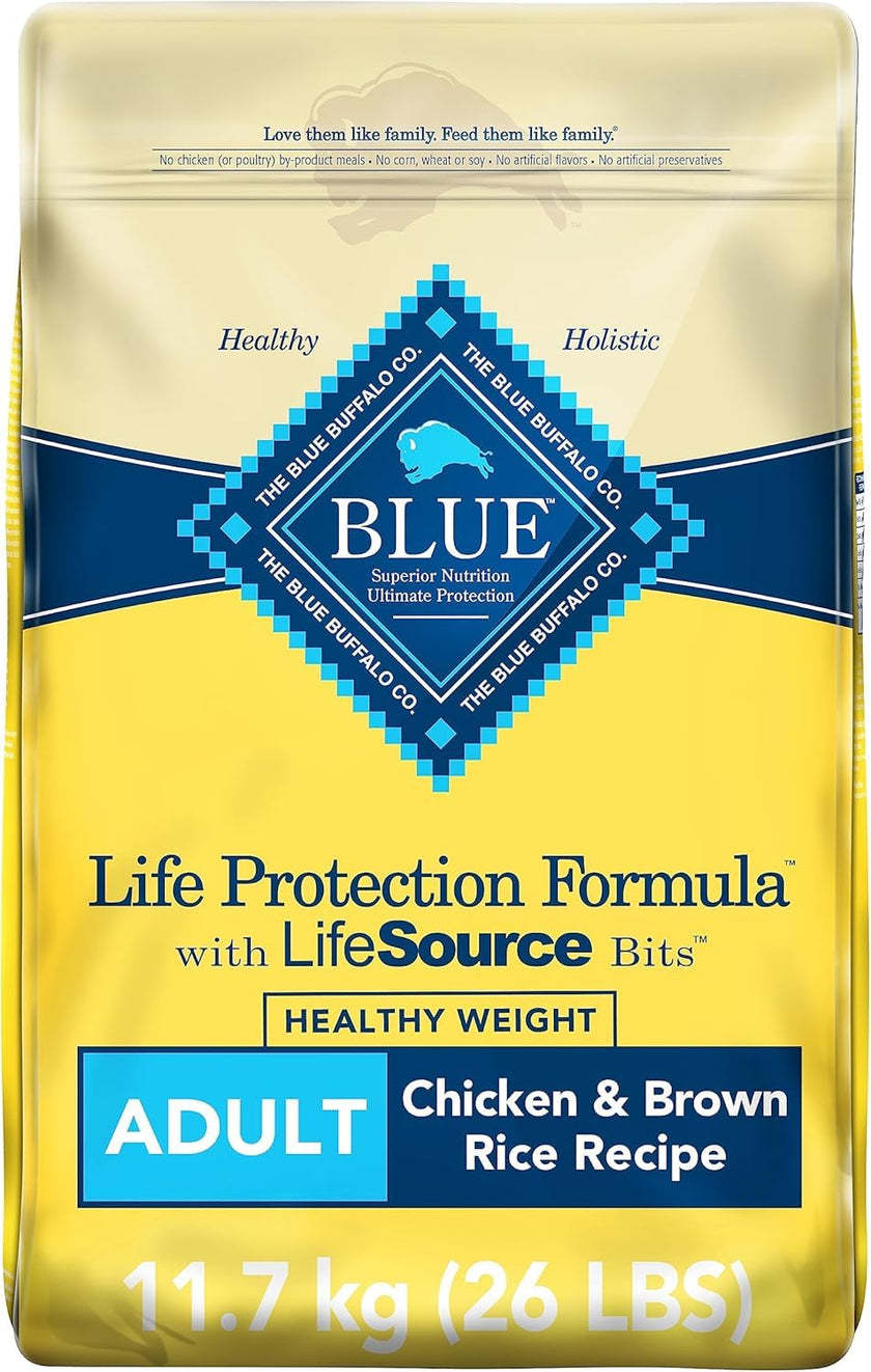 Blue Buffalo Life Protection Formula Healthy Weight Adult Dry Dog Food, Chicken & Brown Rice, Supports Immunity with Antioxidant-Rich LifeSource Bits, Promotes Lean Muscles, 11.7kg/26 lbs 🍁 All In One Marketplace Canada