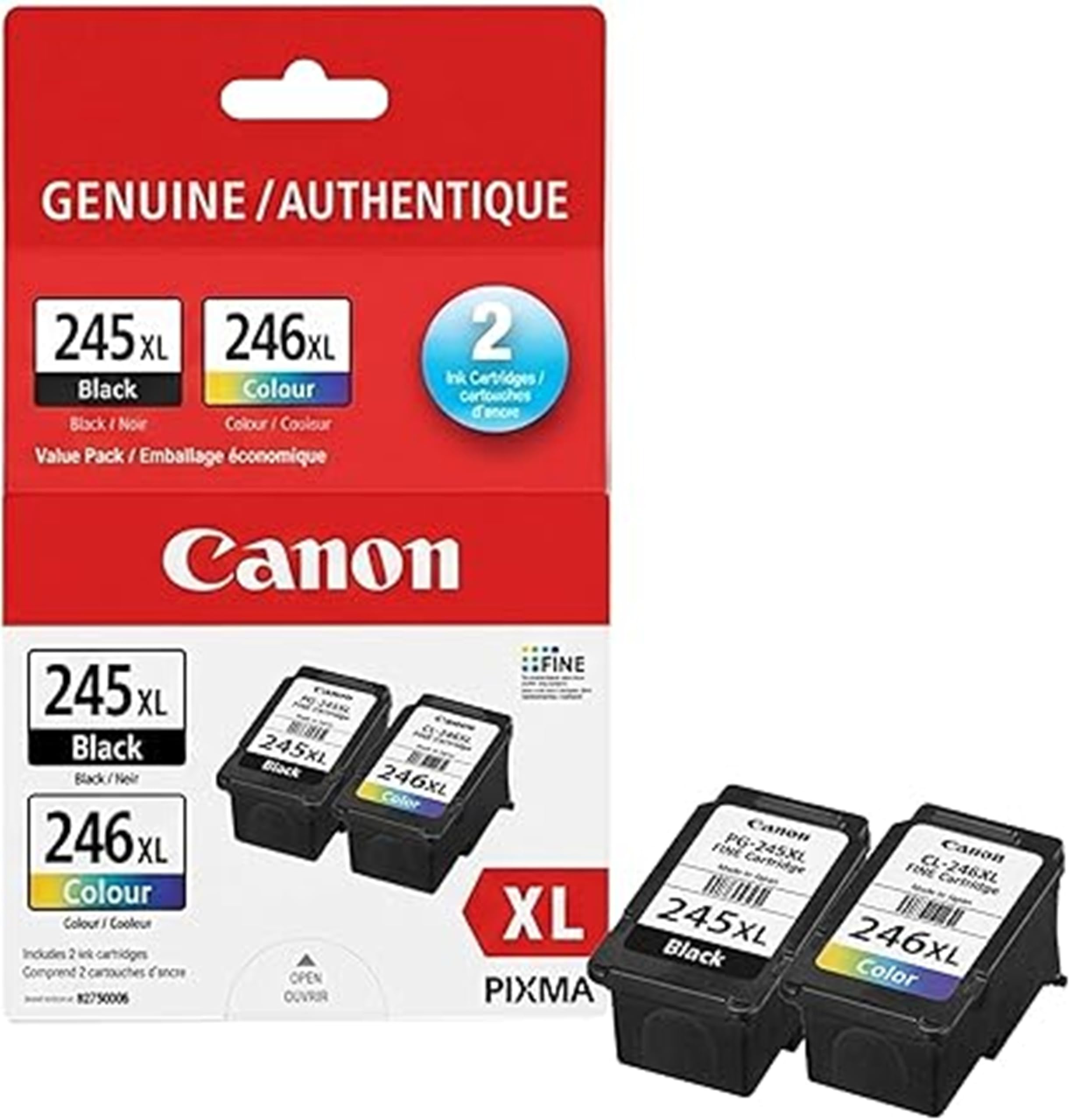 Canon Genuine Ink Cartridges PG-245XL Black/CL-246XL Colour, High-Yield Value Pack (2 Count), Original Canon Printer Ink for PIXMA TR4520 / TS3120 / TS3220 Series Printers 🍁 All In One Marketplace Canada