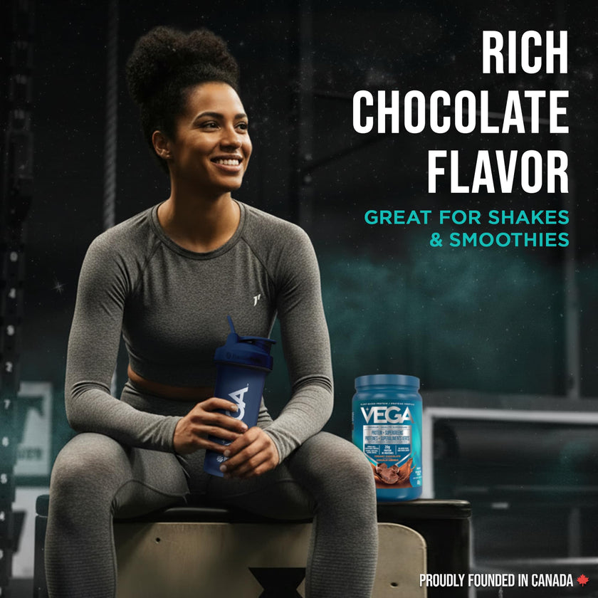 Vega Protein + Supergreens Vegan Plant Based Protein Powder – 20g Organic Pea Protein, Dairy-free, Healthy Breakfast Shake – Chocolate, 19 Servings, 618 grams (Pack of 1) 🍁 All In One Marketplace Canada