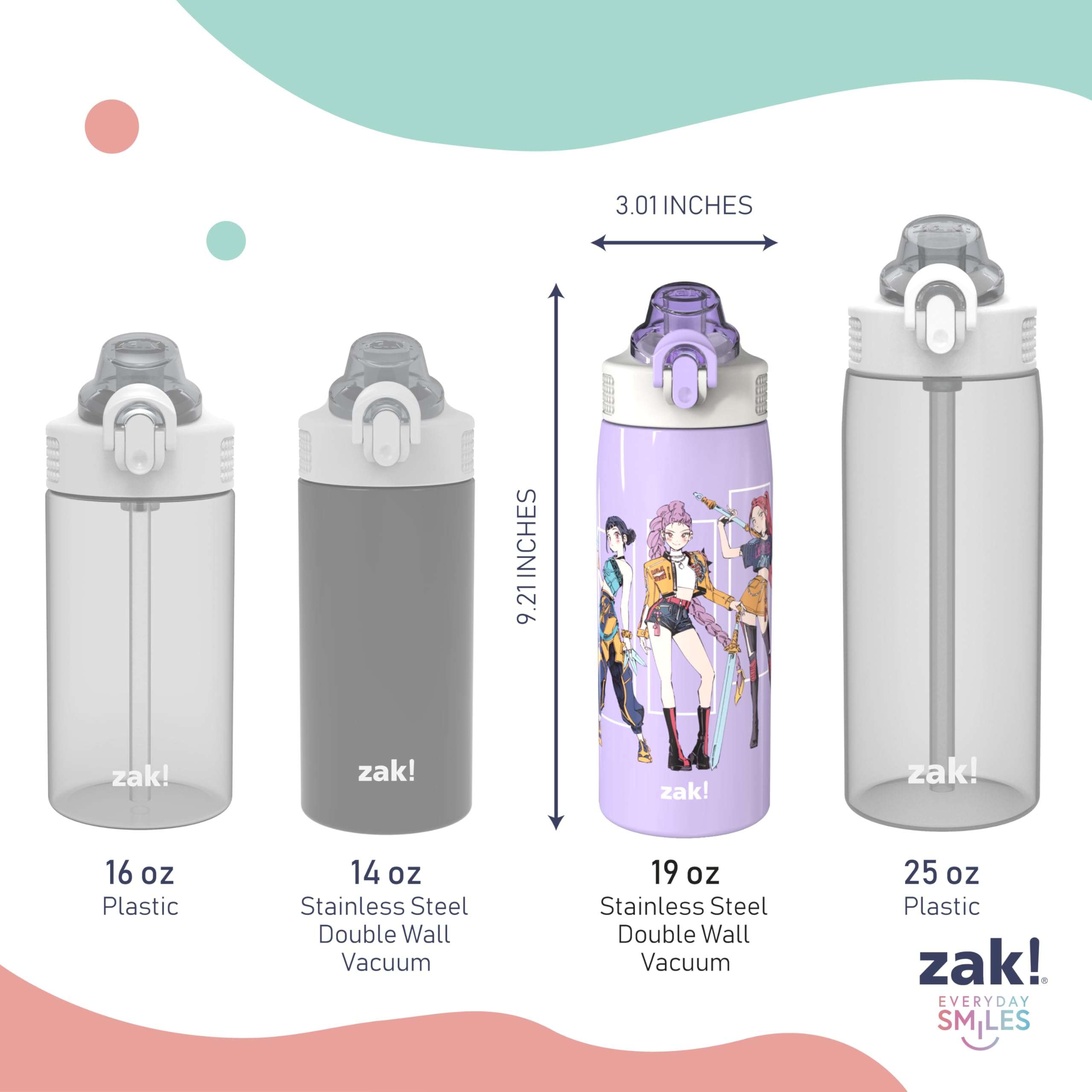 Zak Designs Kpop Demon Hunters Sage 19oz Leak-Proof Straw Kids Water Bottle 🍁 All In One Marketplace Canada