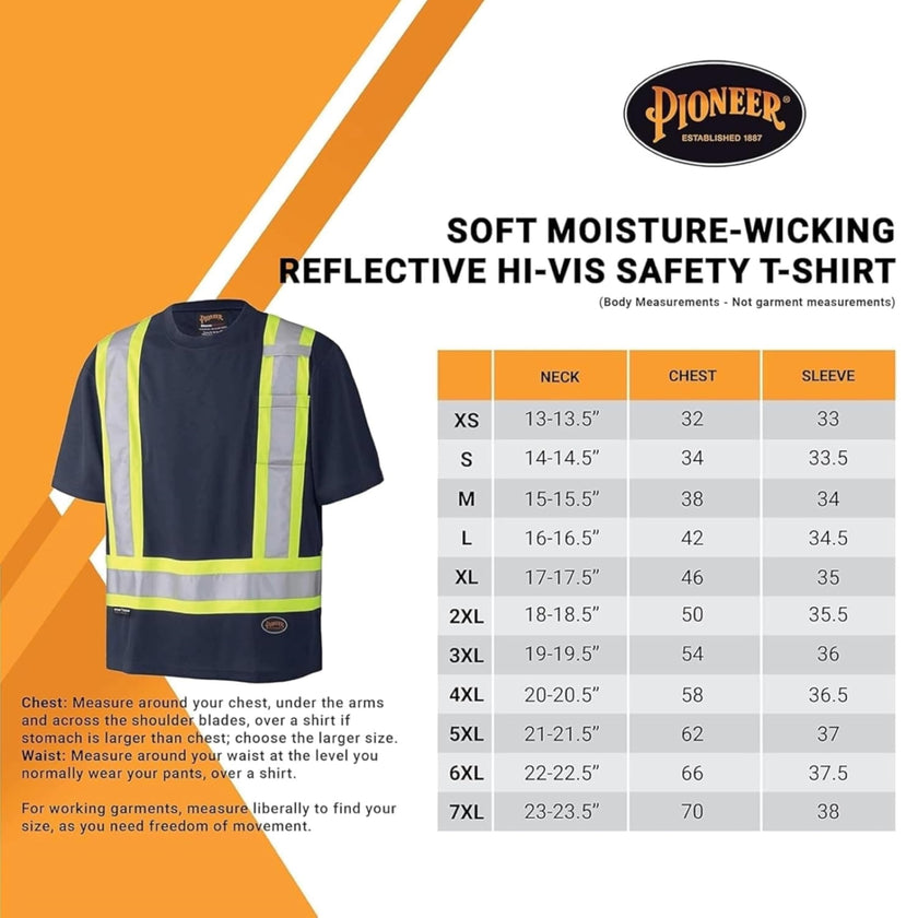 Pioneer High Vis Shirt for Men - Safety T-shirt - Class 1 🍁 All In One Marketplace Canada