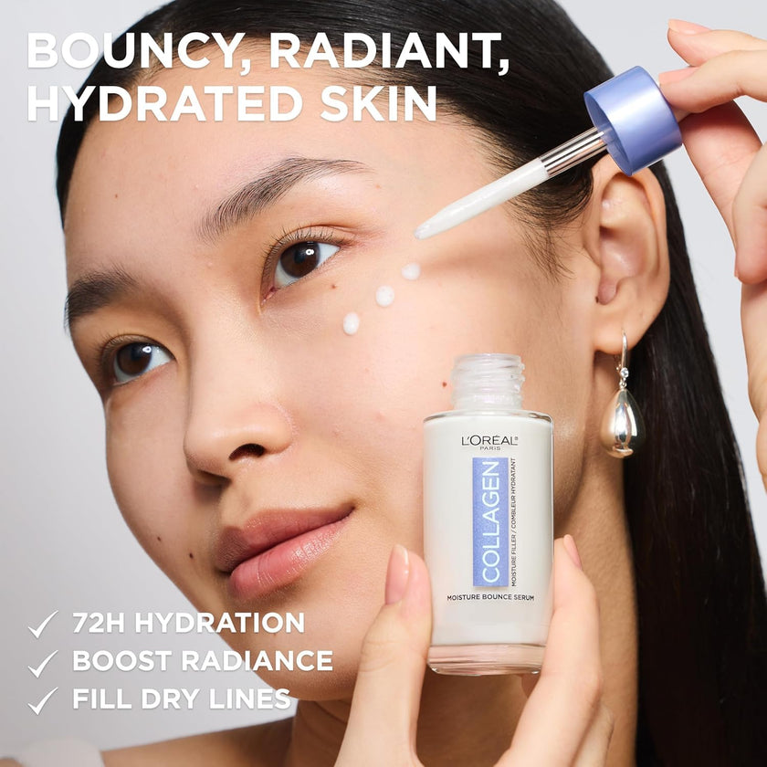 L'Oréal Paris Collagen Serum with Glycerin, Korean Skincare Inspired, Provides 72H Hydration & Glass Skin, Boosts Radiance for Balanced, Bouncy & Radiant Skin, 50ml 🍁 All In One Marketplace Canada