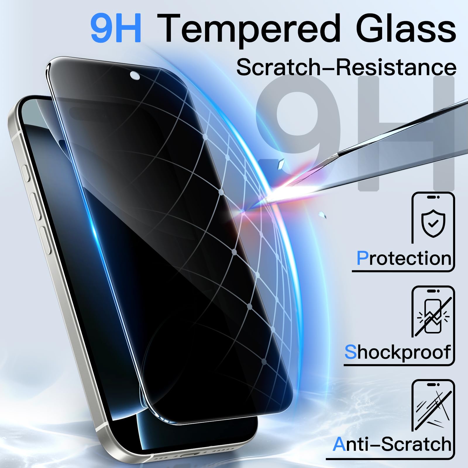 JETech Privacy Screen Protector for iPhone 16 Pro 6.3-Inch, Anti-Spy Tempered Glass Film with Easy Installation Tool, 2-Pack 🍁 All In One Marketplace Canada