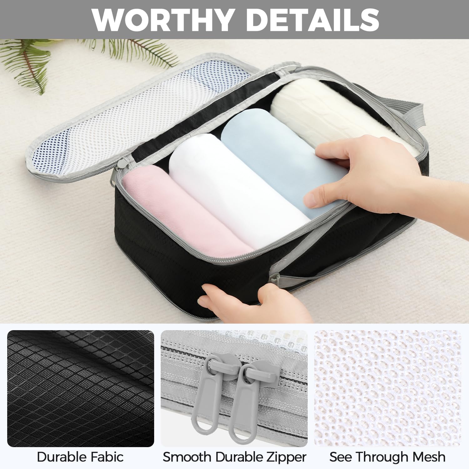 BAGAIL 6 Set/8 Set Compression Packing Cubes, Ultralight Expandable Packing Organizers for Carry on Travel Luggage(6set Jet Black) 🍁 All In One Marketplace Canada
