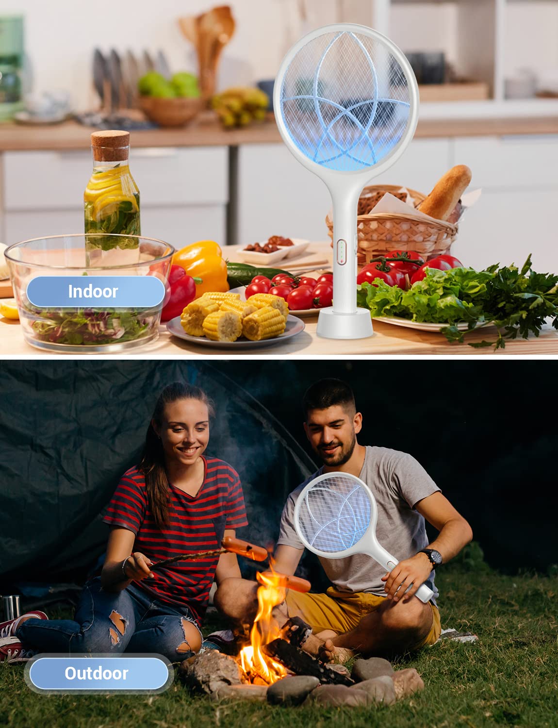 YISSVIC Bug Zapper Racket 4000 Volt Electric Fly Swatter Fly Zapper Indoor Outdoor Dual Modes with Attractant Light Rechargeable 🍁 All In One Marketplace Canada