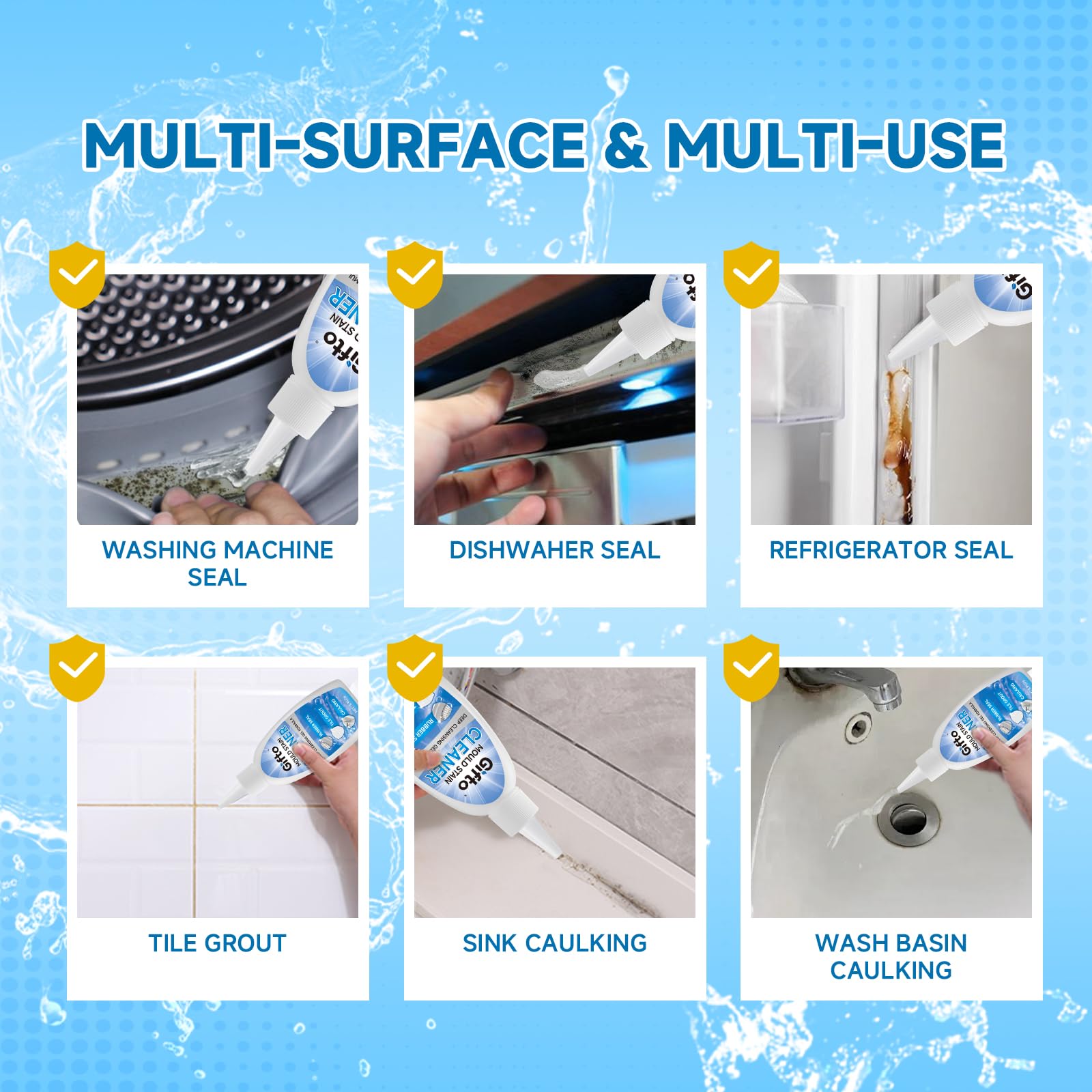 Mould Stain Remover Gel Washing Machine Cleaner, Grout Cleaner with Cleaning Brush, Black Stain Remover for Washer Kitchen Sink Shower Toilet Bathtub Caulk Tile,Bathroom Whitener, 10 Fl Oz 🍁 All In One Marketplace Canada