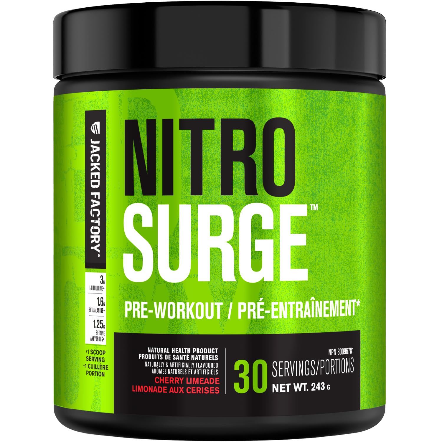 NITROSURGE Pre Workout Supplement - Endless Energy, Instant Strength Gains, Clear Focus, Intense Pumps - Nitric Oxide Booster & Preworkout Powder with Beta Alanine - 30 Servings, Cherry Limeade 🍁 All In One Marketplace Canada