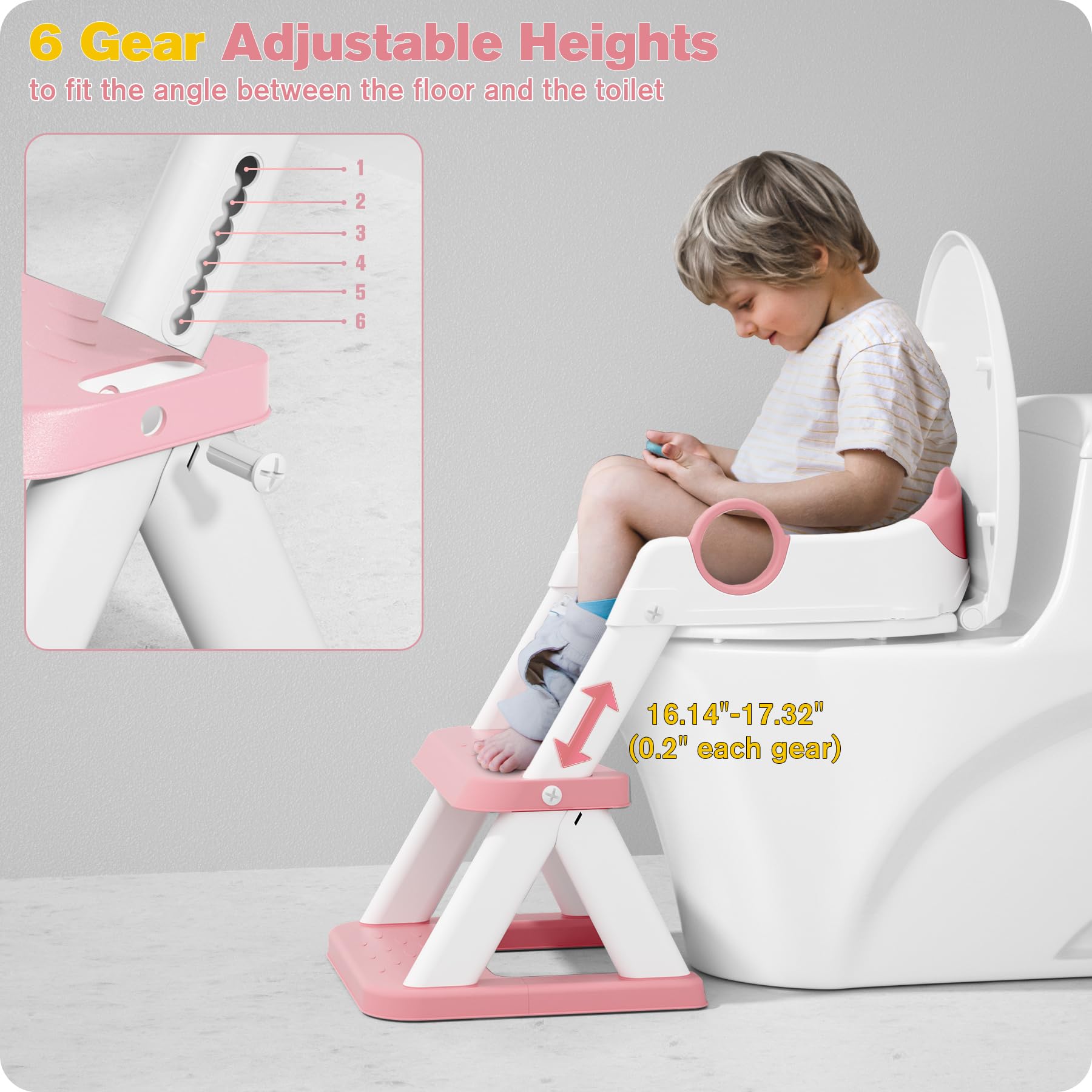 Rabb 1st Potty Training Seat, Upgrade Toddler Toilet Seat for Kids Boys Girls, 2 in 1 Potty Training Toilet for Kids, Splash Guard Anti-Slip Pad Step Stool (Pink) 🍁 All In One Marketplace Canada