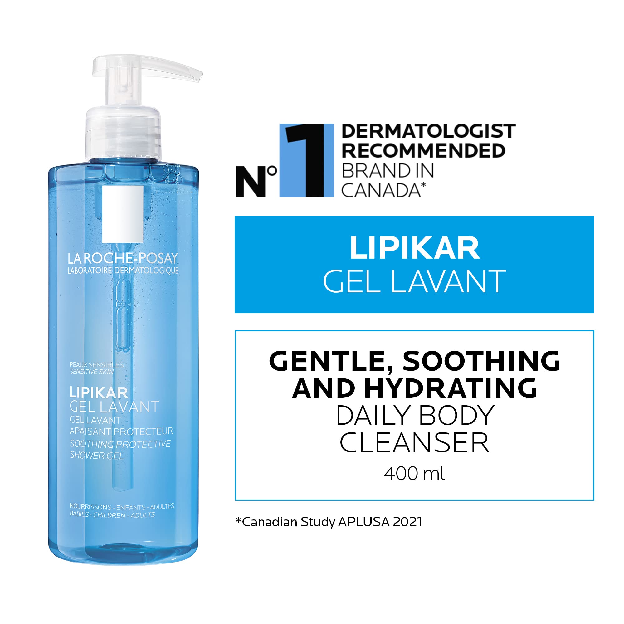 La Roche-Posay Body Wash, Lipikar Cleansing & Moisturizing Gel Body Wash with Shea Butter & Niacinamide for Dry & Sensitive Skin, Soap Free, Paraben Free, 400mL 🍁 All In One Marketplace Canada