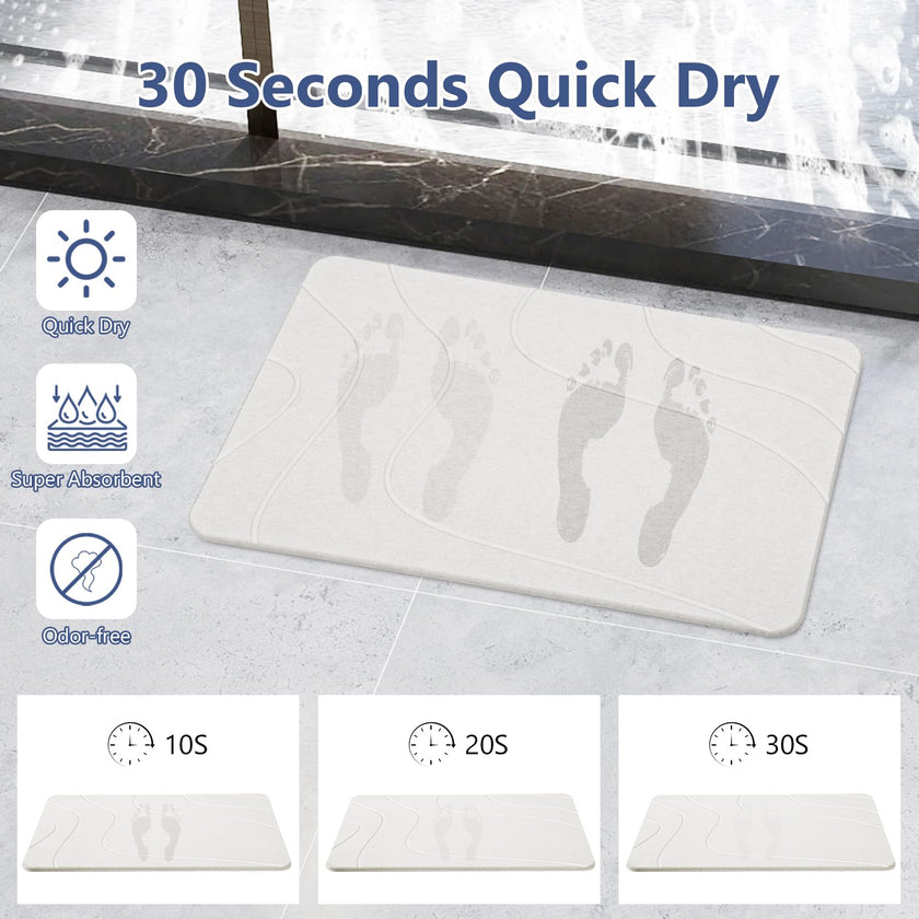 Ceecysaa 60 x 39cm Stone Bath Mat, Diatomaceous Earth Quick Dry Non Slip, White 🍁 All In One Marketplace Canada