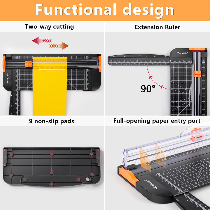 WORKLION Paper Cutter - A4 Paper Craft Cutter with Security Blade for Cut Gift Card, Coupon, Label, Cardstock, Photo, 12 inch Black Office Paper Trimmer 🍁 All In One Marketplace Canada