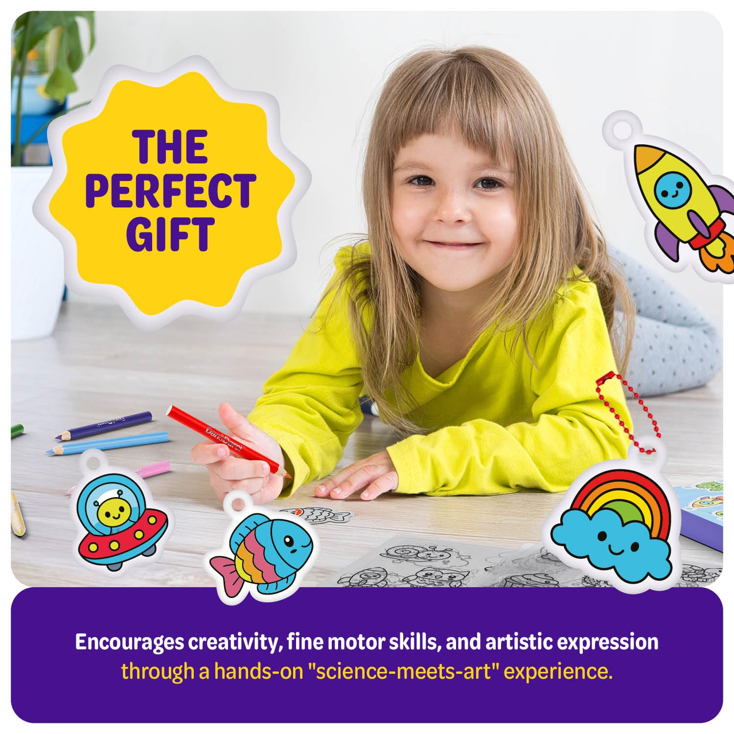 Dan&Darci Shrink Art Craft Kit for Girls and Boys Ages 6-12 - Shrink Magic Charm Making Kit with 30 Pre-Cut Shrink Plastic Templates - Kids Craft Birthday Gift for 7 8 9 10 Year Olds 🍁 All In One Marketplace Canada