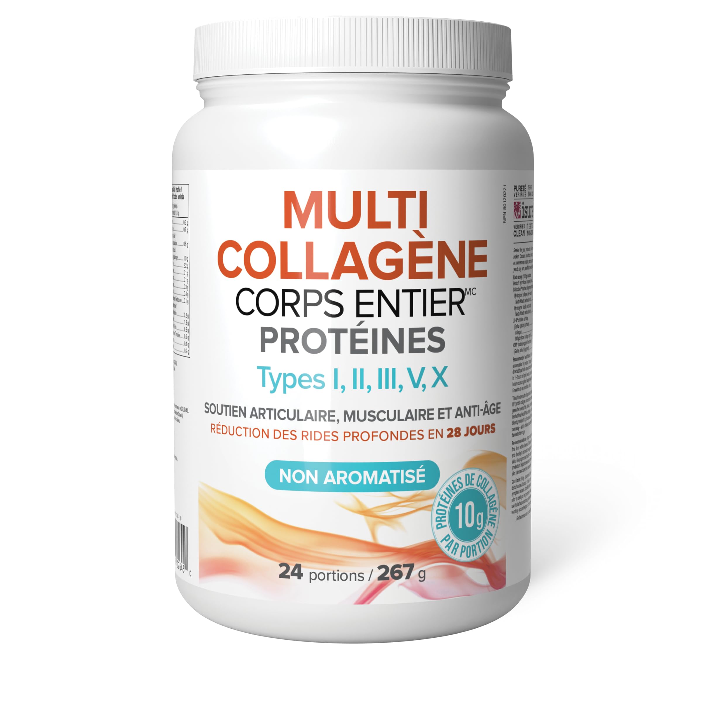 Natural Factors Total Body Multi Collagen Protein, 267g, Unflavoured, 10g of Hydrolyzed Collagen per Scoop, 24 Servings, Combines 5 Types of Collagen, Anti-Aging, Muscle & Joint Support, 28 Days to Reduce Wrinkles, Keto & Paleo Friendly, Proudly Canadian