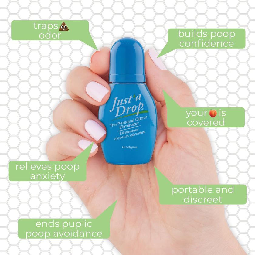 Just a Drop Before You Go Pocket Toilet Drops, Travel Size, Original Eucalyptus, 15 ml, Up to 200 Uses per Bottle, On-The-Go Bathroom Odour Deodorizer with Essential Oils, 3 Pack 🍁 All In One Marketplace Canada