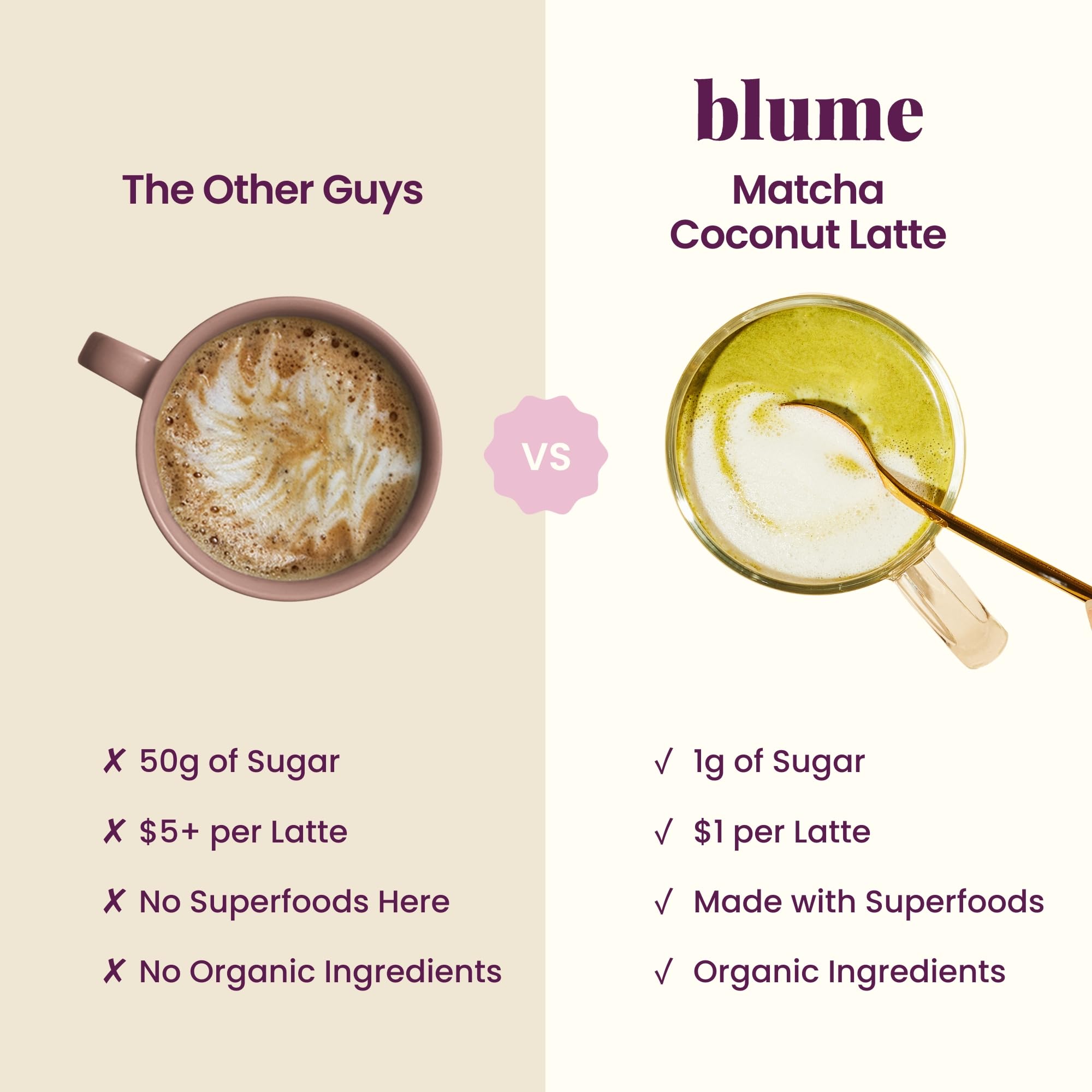 Blume Matcha Coconut Superfood Latte – Organic Matcha Green Tea from Shizuoka Japan, Moringa Leaf & Coconut Milk Latte Mix, Caffeine & L-Theanine for Energy & Focus, Zero Sugar, Vegan - 25 Servings 🍁 All In One Marketplace Canada