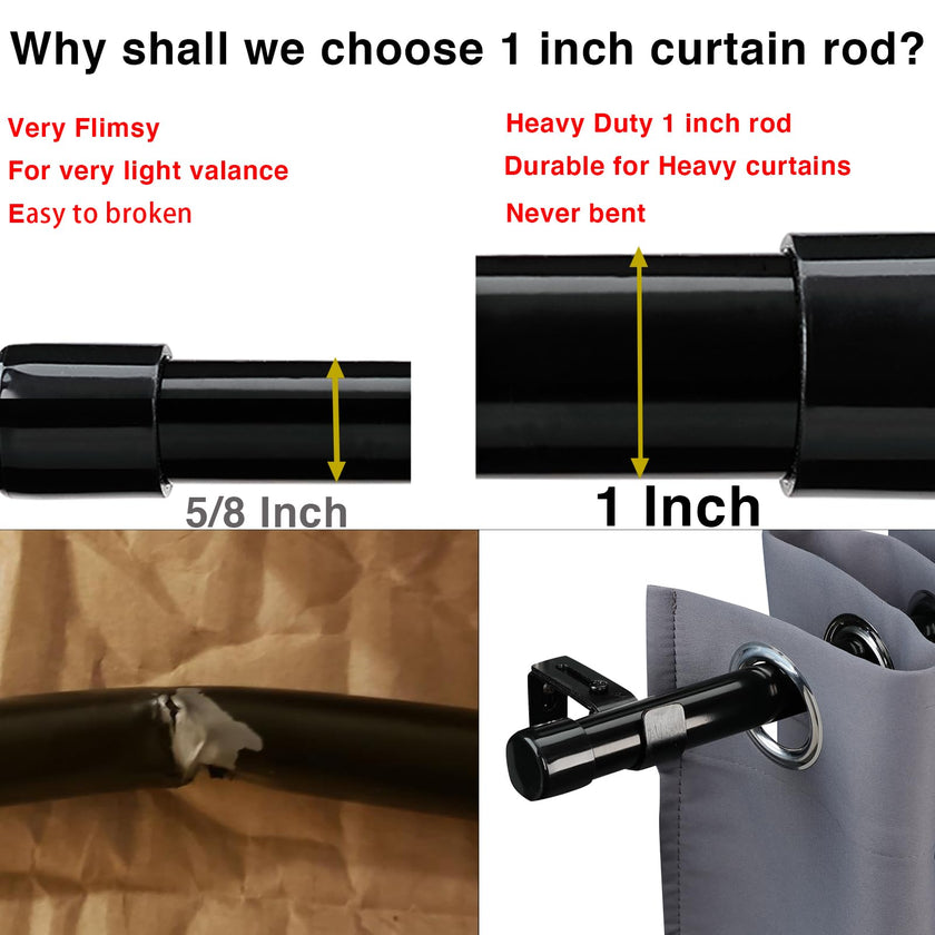 Extra Long Curtain Rods for Windows 28 to 144 inch, 1