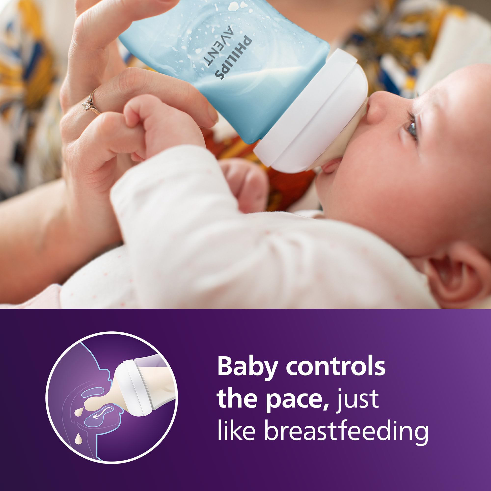 Philips Avent Natural Baby Bottles with Natural Response Nipples (Medium Flow, Flow 3), 9oz, Blue, 3-pack, SCY903/23 🍁 All In One Marketplace Canada