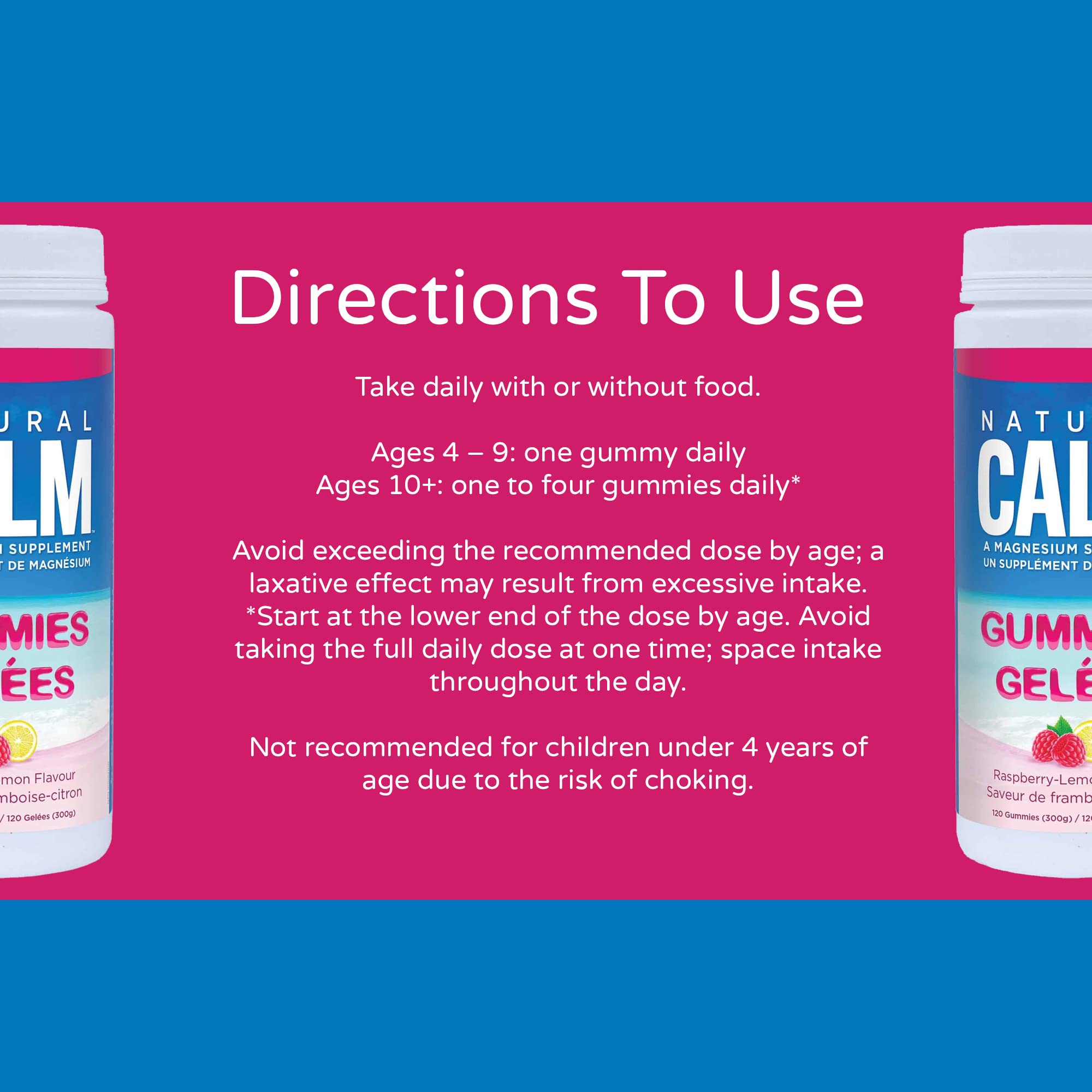 Natural Calm Magnesium Gummies (Raspberry Lemon Flavour), 120 Count - Chewable - Fast Absorbing - Relaxing - Vegan, Gluten-free, Ages 4 and up 🍁 All In One Marketplace Canada