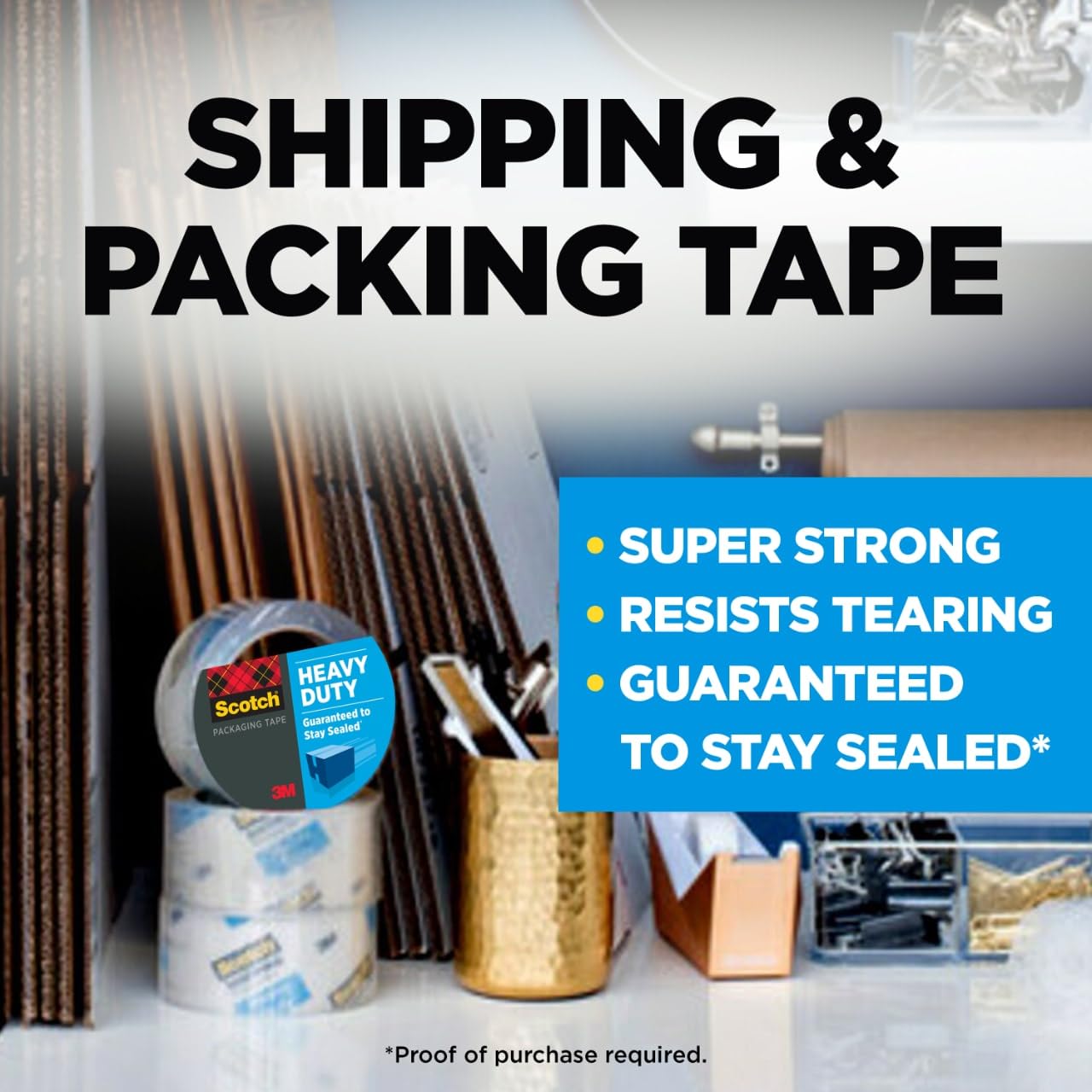 Scotch Packing Tape Heavy Duty Shipping Tape, 1.88
