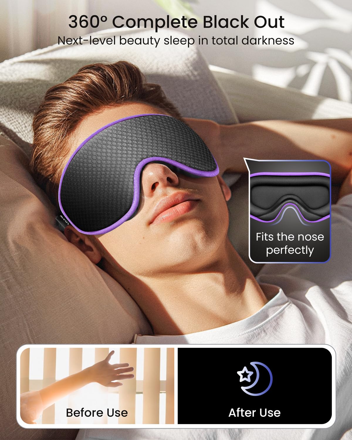 WAOAW Sleep Mask for Men Women: Blackout Eye Masks for Sleep - 3D Breathable Soft Comfortable Eye Mask for Travel - Adjustable Light Blocking Night Masks for Sleeping 🍁 All In One Marketplace Canada