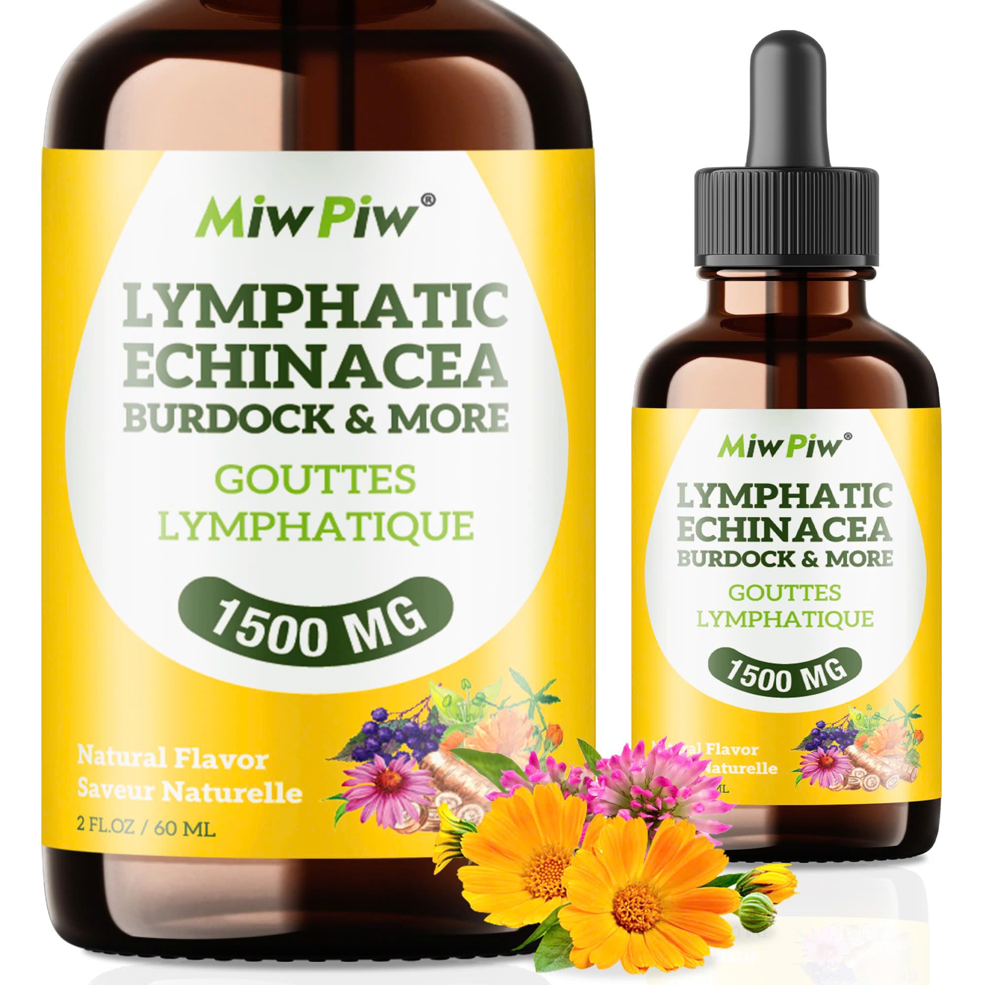 Lymphatic Drainage Drops with Echinacea, Burdock, Cleaver Herb – Sugar Free, Gluten Free, Herbal Tea Flavour Alternatives, 2 Fl Oz 🍁 All In One Marketplace Canada