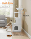 Feandrea WoodyWonders Cat Tree with Litter Box Furniture Hidden Enclosure, 2-in-1 Modern Tower, Cat Condo with Scratching Posts, Removable Pompom Sticks, Cloud White UPCT113W01 🍁 All In One Marketplace Canada