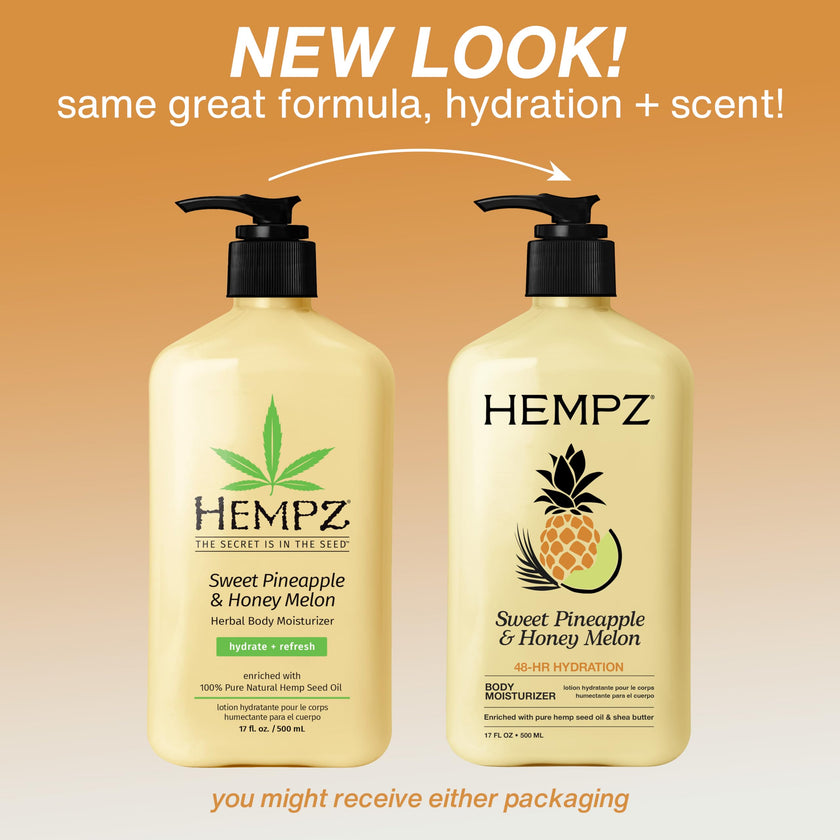 Hempz Sweet Pineapple & Honey Melon Moisturizing Skin Lotion, Natural Hemp Seed Herbal Body Moisturizer with Jojoba, Natural Extracts, Vitamin A and E, 17 oz 🍁 All In One Marketplace Canada