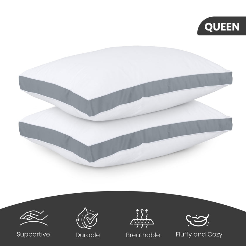 Utopia Bedding Bed Pillows for Sleeping Queen Size (Grey), Set of 2, Cooling Hotel Quality, Gusseted Pillow for Back, Stomach or Side Sleepers 🍁 All In One Marketplace Canada