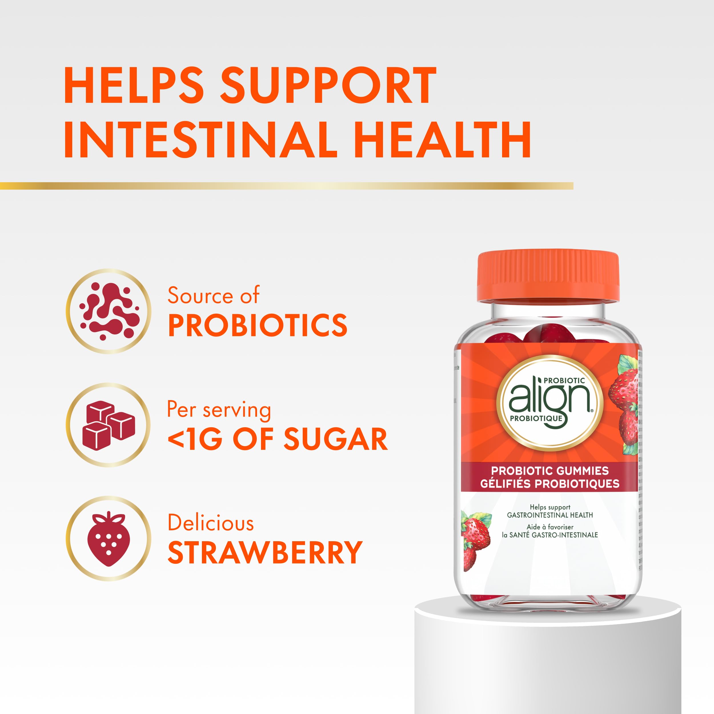 Align Probiotic Gummies for Women & Men, Helps Support Gastrointestinal Health, Made With Naturally Sourced Fruit Flavors, Strawberry Flavour, 60 Gummies 🍁 All In One Marketplace Canada