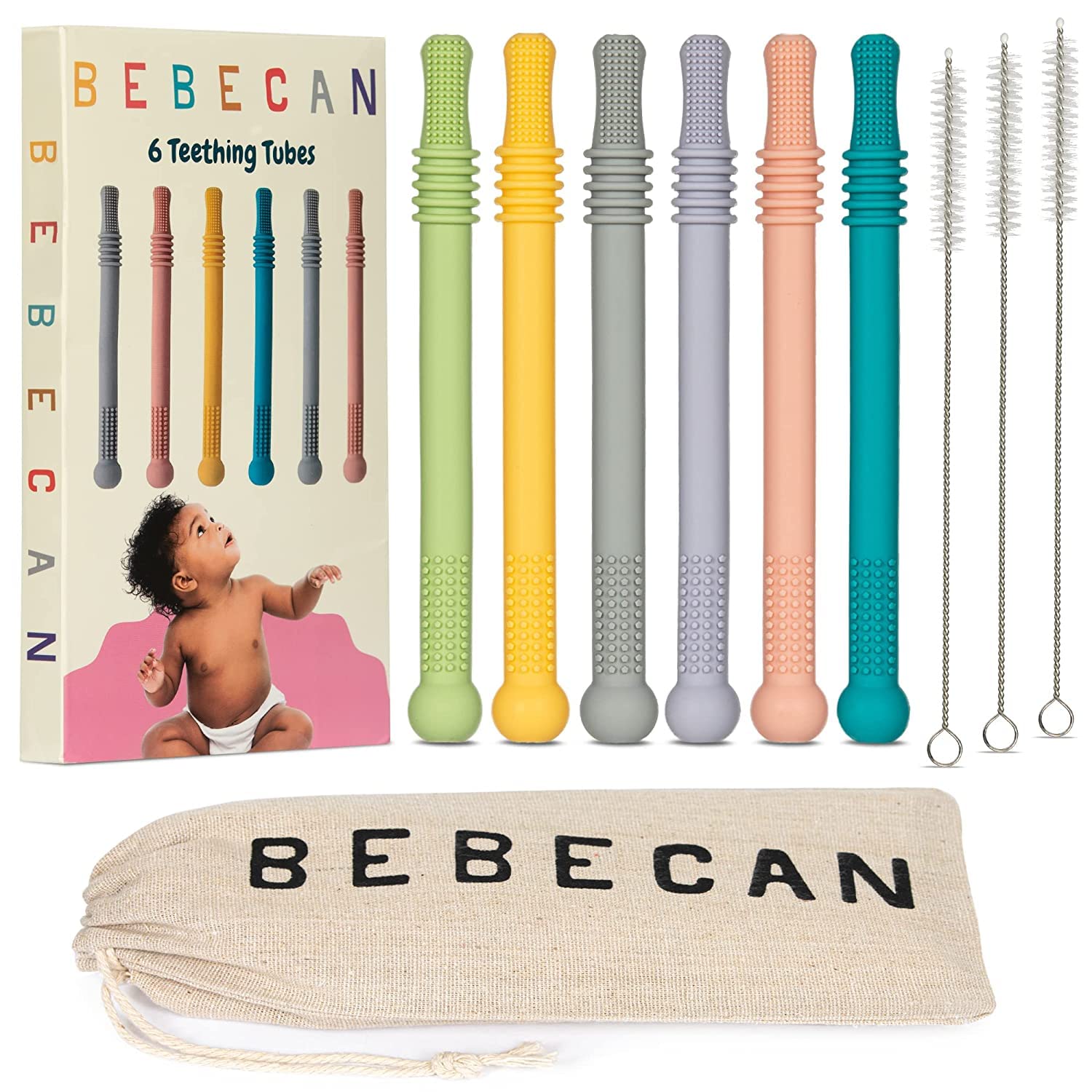 BEBECAN Teething Toys for Babies, Baby Teething Relief, 6 Vibrant Colors, Super Soft Silicone Jouet Dentition Bebe, Perfect Baby Gifts Baby Boy Gifts 🍁 All In One Marketplace Canada