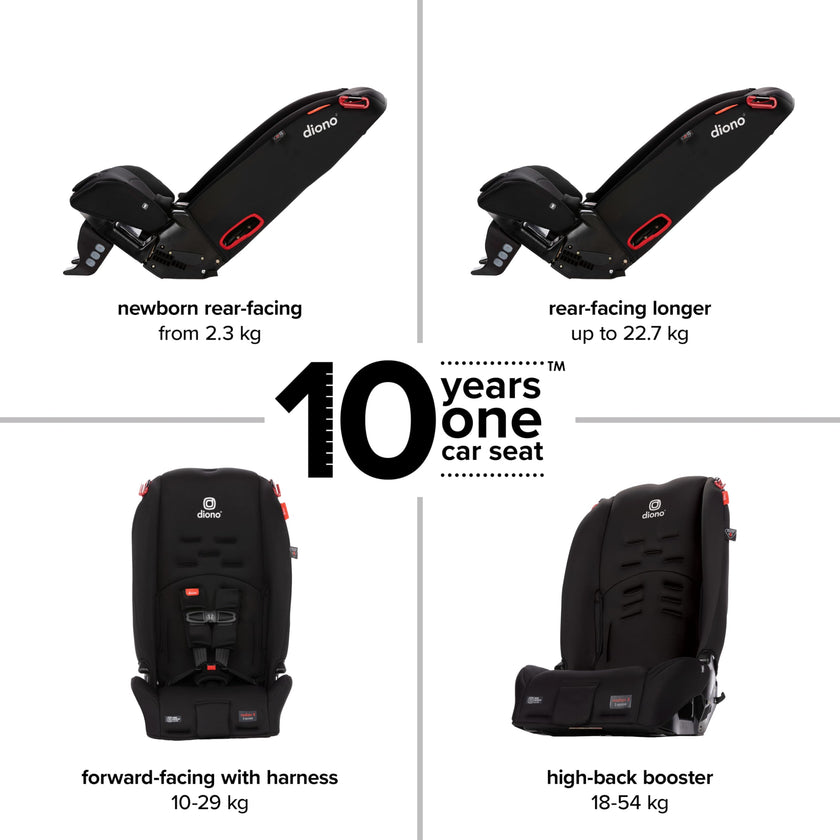 Diono Radian 3R, 3-in-1 Convertible Car Seat, Rear & Forward Facing, 10 Years 1 Car Seat, Slim Design Fits 3 Across, Jet Black 🍁 All In One Marketplace Canada