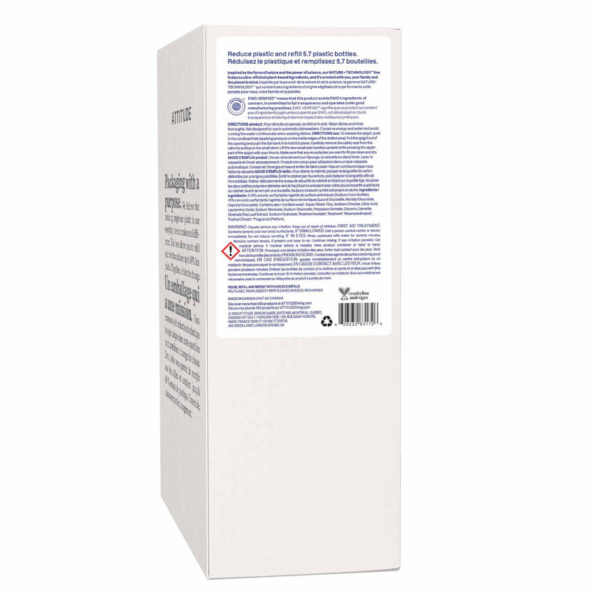 ATTITUDE Dish Soap Refill, EWG Verified, Plant-Based & Vegan Dishwashing Liquid, Naturally Derived, Made in Canada, Citrus Zest Scent, 4 Liters 🍁 All In One Marketplace Canada
