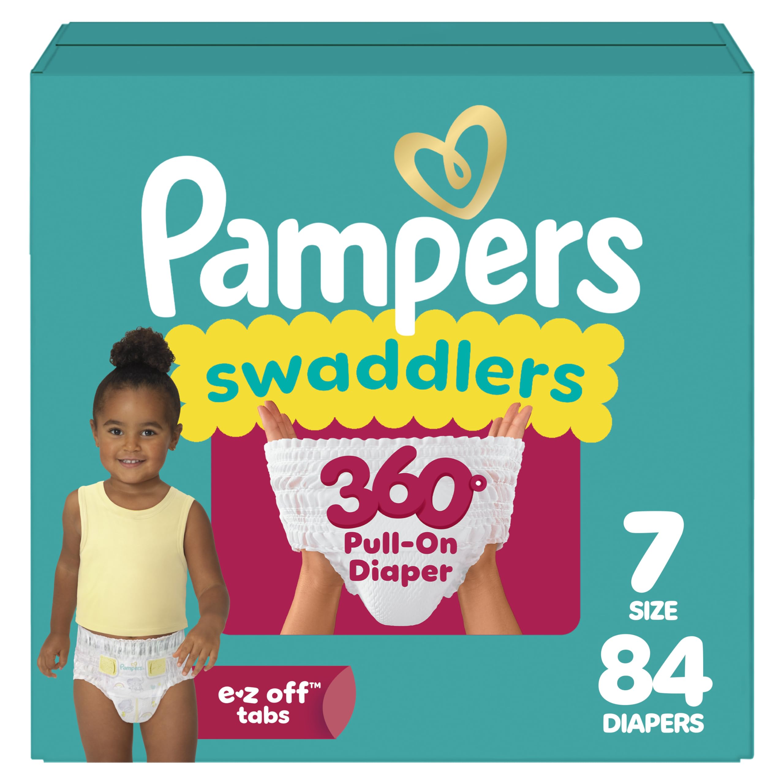 Pampers Diapers - Swaddlers 360 - Size 7, up to 100% Leakproof Comfy Dry Fit, EZ Off Tabs Designed for Easy Changes, Pull On Diaper, 84 Count 🍁 All In One Marketplace Canada