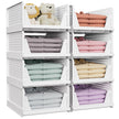 SNSLXH 5 Pack White Stackable Closet Organizer Box, Multifunctional & Foldable Storage Basket for Bathroom, Kitchen, Laundry Room, Wardrobe, Space-Saving Clothes Storage Drawer Organizer 🍁 All In One Marketplace Canada