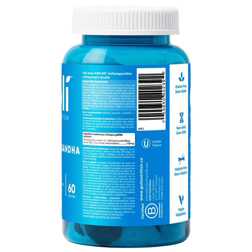 Goli Ashwagandha Gummy | Stress, Athletic Support, Libido | KSM-66, Vegan, Plant Based, Non-GMO, Gluten-Free & Gelatin Free | 60 Count 🍁 All In One Marketplace Canada
