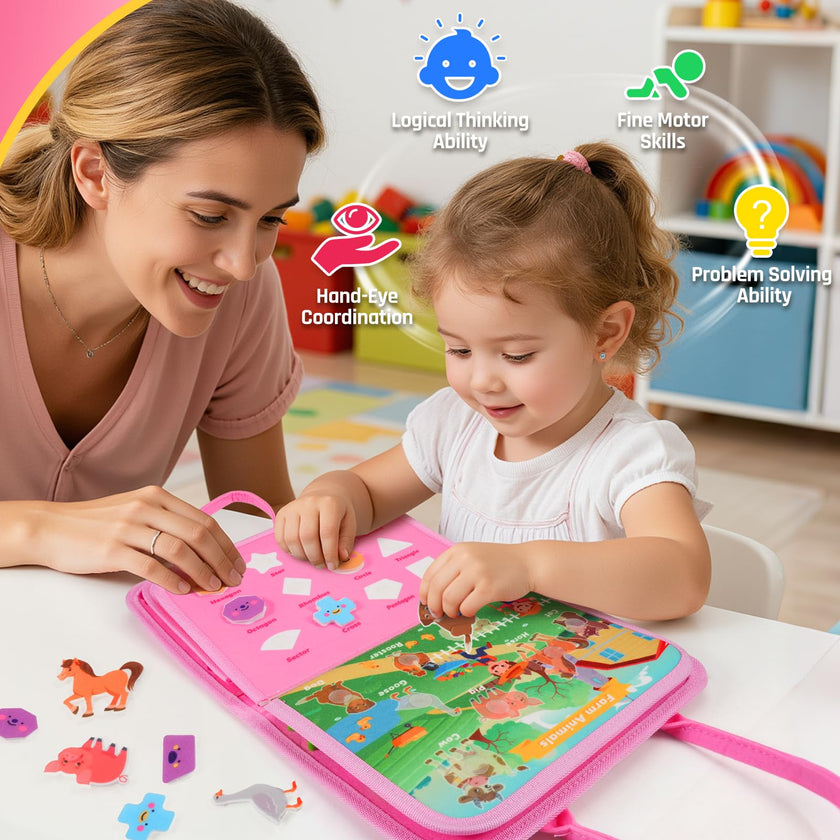 ZOOI Toddler Toys Busy Board - Montessori Toys for 1-5 Year Old Boy Girl Birthday Gifts for Kids, Sensory Toys Baby Essentials, Busy Book for Toddlers 1-5 Year Old, Airplane Activities Toys Gifts 🍁 All In One Marketplace Canada