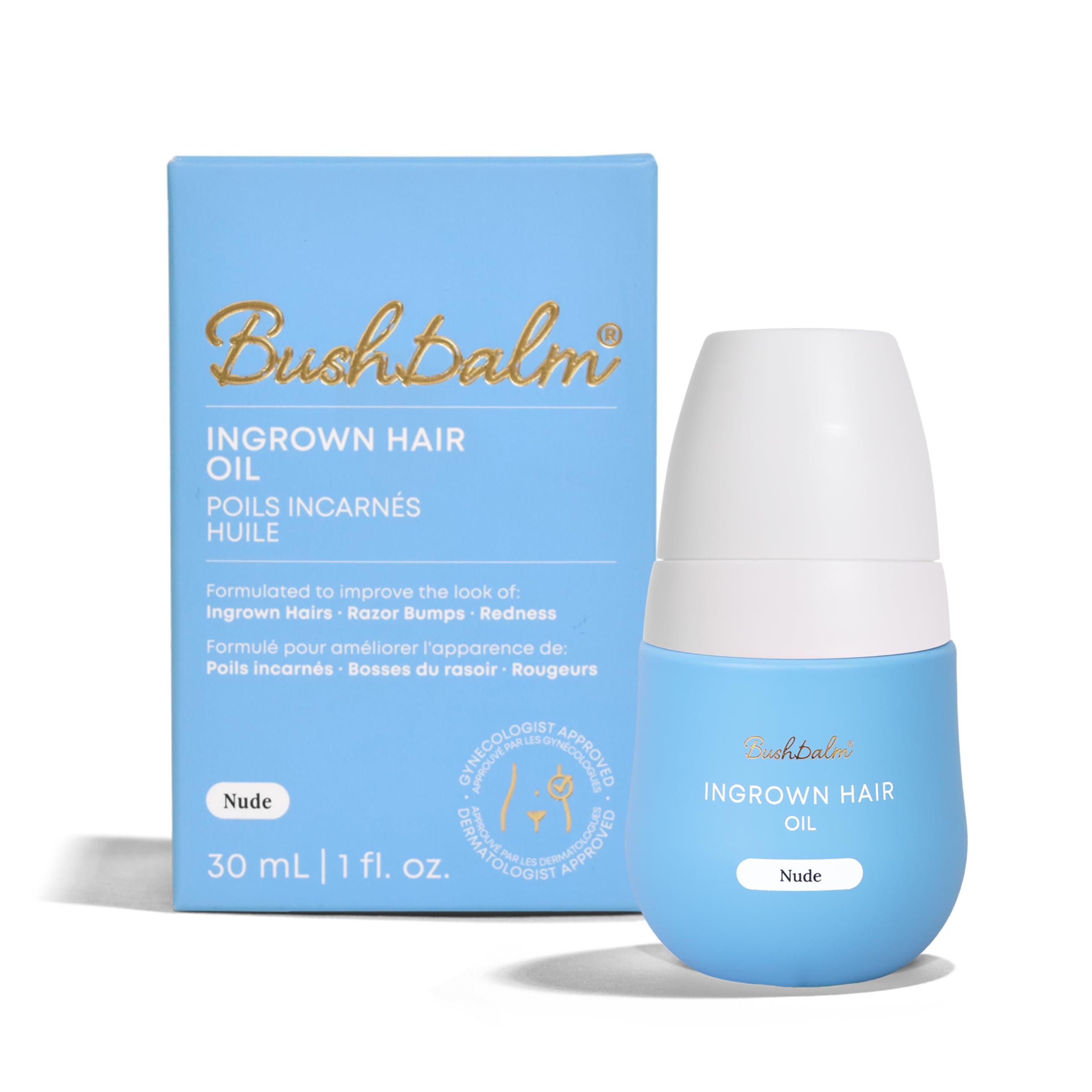 Bushbalm Ingrown Hair Oil - Targets Ingrown Hairs, Razor Bumps and Post Shave Irritation - Soothes and Hydrates Skin, 30 ml - Nude 🍁 All In One Marketplace Canada