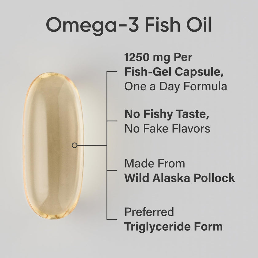Sports Research Triple Strength Omega 3 Fish Oil - Burpless Fish Oil Supplement w/EPA & DHA Fatty Acids from Wild Alaskan Pollock - Heart, Brain & Immune Support for Men & Women - 1250 mg, 90 ct 🍁 All In One Marketplace Canada