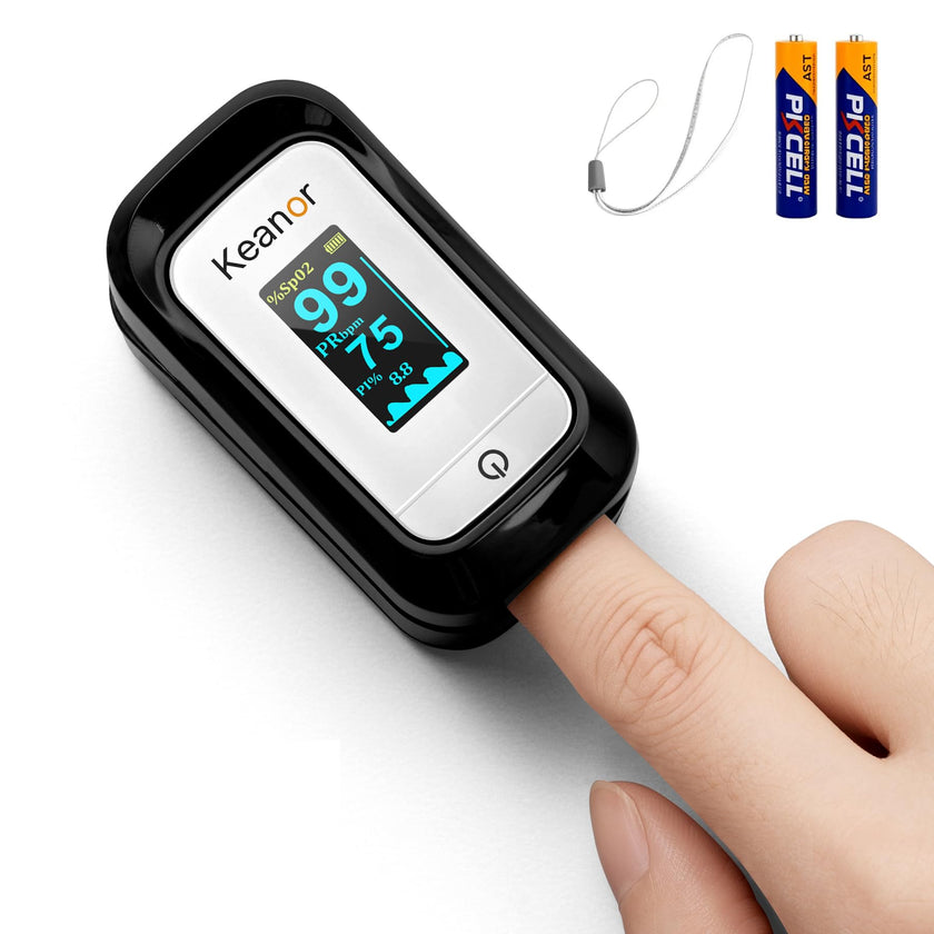 Pulse Oximeter, Oxygen Meter Finger Monitor with Alarm & PI, Finger Pulse Oximeter for SpO2 Blood Oxygen Saturation & Heart Rate, Portable O2 Monitor for Adults & Kids, Batteries & Lanyard Included 🍁 All In One Marketplace Canada
