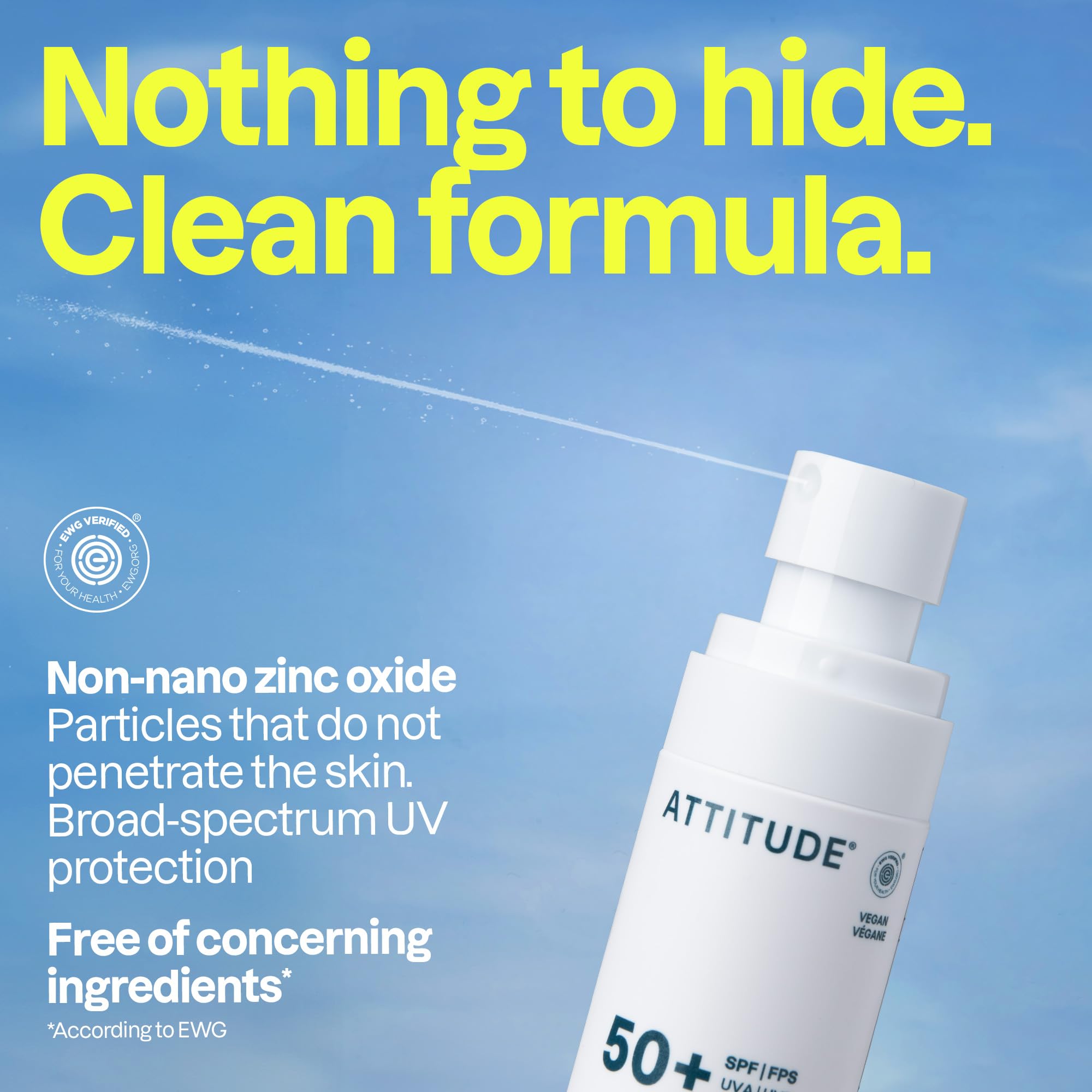 ATTITUDE Sensitive Skin Mineral Sunscreen Lightweight Lotion SPF 50, Broad Spectrum Zinc Oxide, EWG Verified, Mineral-Based, Non-Nano, Water-Resistant 80 Minutes, Non-Greasy for Face & Body, Vegan, Unscented, 80 grams 🍁 All In One Marketplace Canada