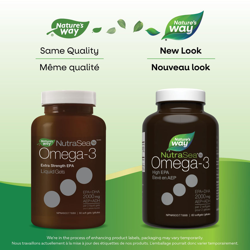 Nature's Way NutraSea HP Omega 3 Extra Strength Supplement with Fish Oil – Fresh Mint Flavour – Heart & Brain Support for Adults and Kids 9+ – 60 Softgels 🍁 All In One Marketplace Canada