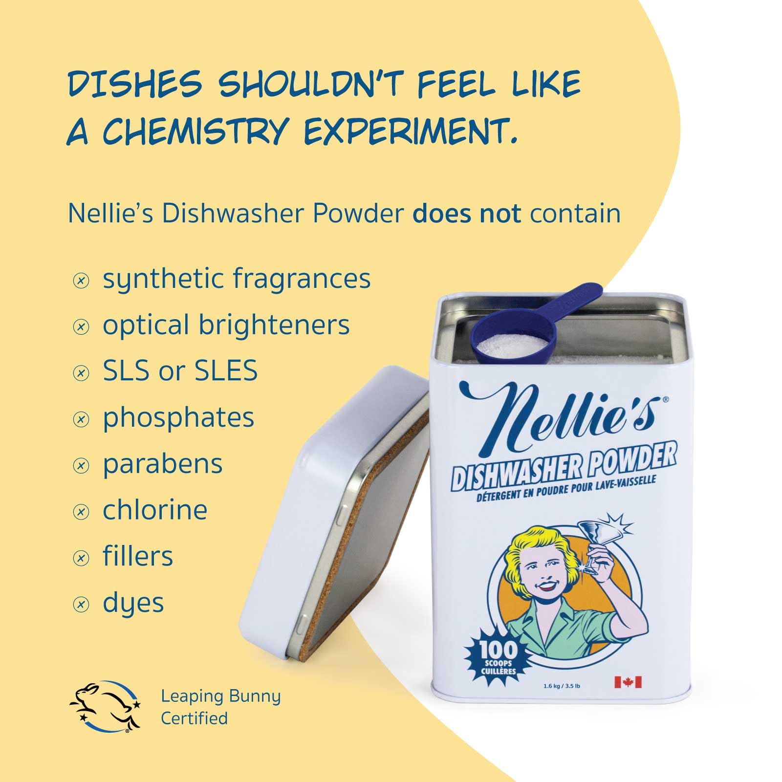 Nellie's Dishwasher Powder - 100 Load - Plant-Based Dishwasher Detergent - Septic Safe, Fragrance-Free - Easily Penetrates Grease & Food Particles - Phosphate-Free - (Made in Canada) 🍁 All In One Marketplace Canada