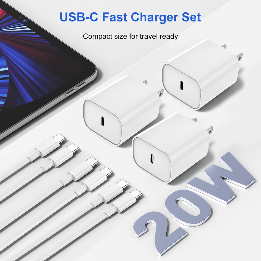 USB C Charger for iPhone 17 16 15,10FT USB C Cable and USB C Fast Charger Blcok for iPhone 17 16 Pro Max/17Air/17E/16E/16 Plus, iPhone 17 16 Fast Charging Cable iPad Pro 12.9/11 in,iPad -White 🍁 All In One Marketplace Canada