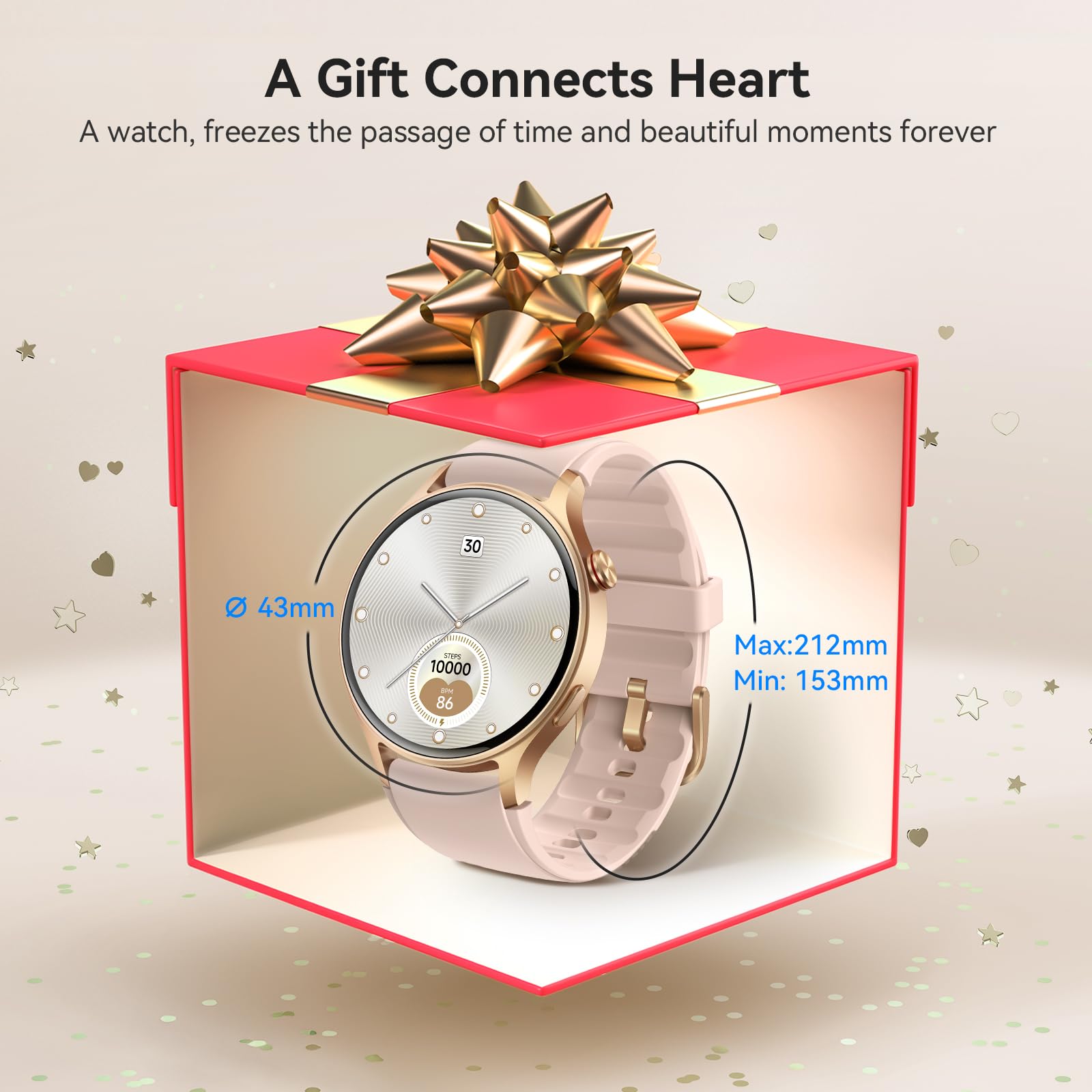 aeac Smart Watch for Women, AMOLED Ultra-Clear Screen Activity Trackers with Heart Rate/Sleep/SpO2 Monitor, Waterproof Fitness Smartwatch for iPhone/Samsung/Android（Pink Gold） 🍁 All In One Marketplace Canada