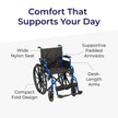 Drive Medical Single Axle Blue Streak Wheelchair, Flip Back Desk Arm, Swing Away Footrests, 18