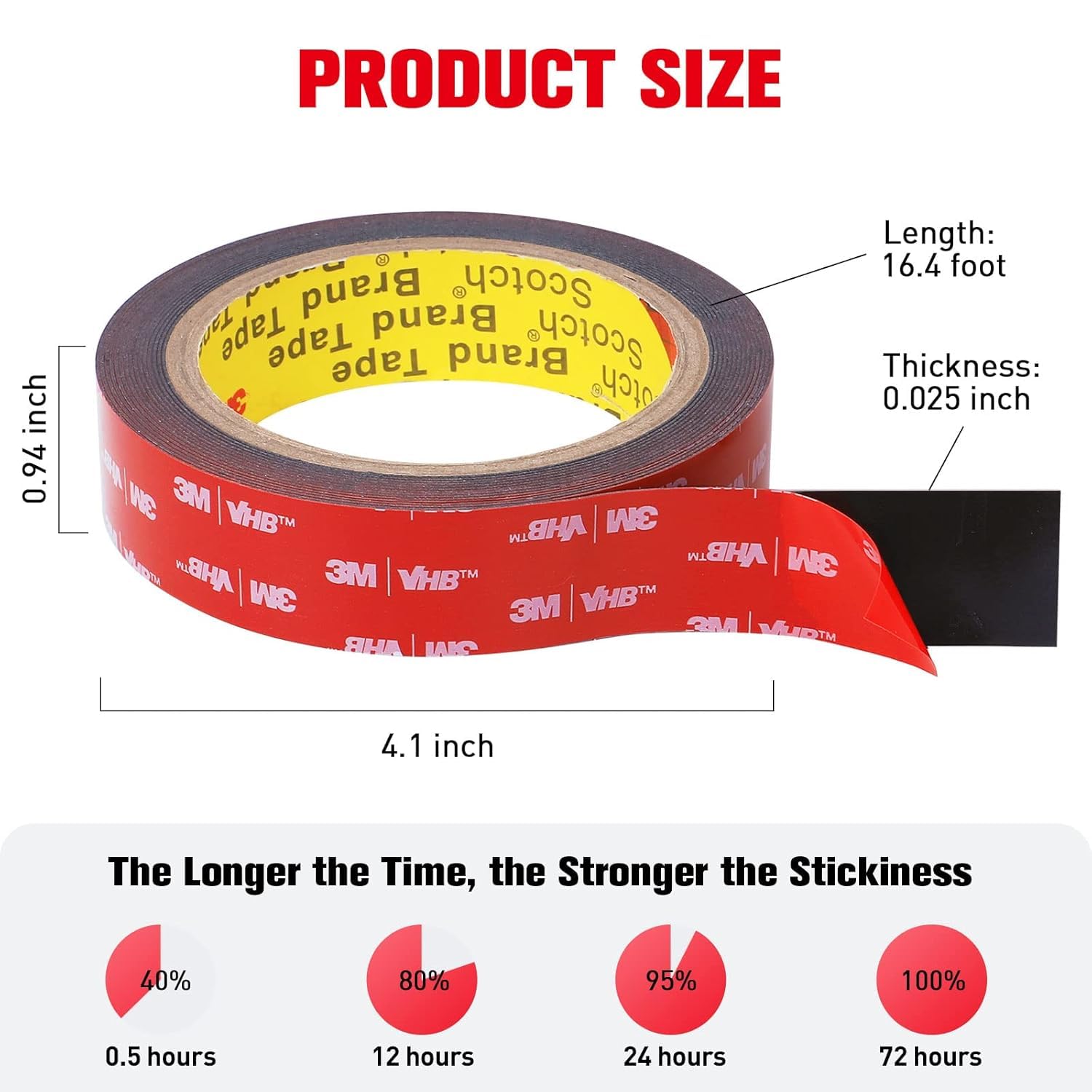 Double Sided Tape Heavy Duty, Adhesive Mounting Tape Waterproof, 16.4 FT x 0.94 in, Strong Foam Tape for Walls, Automotive, Home Office Decor 🍁 All In One Marketplace Canada