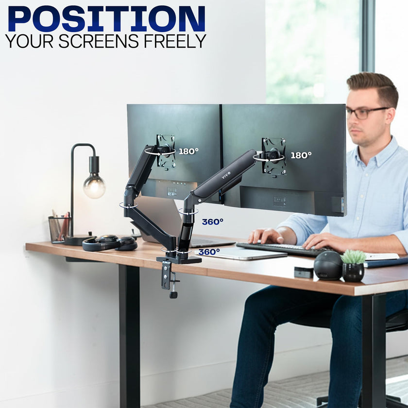 VIVO Dual Monitor up to 32 inches and 19.8 lbs per Screen, Pneumatic Arm Desk Mount, Articulating Counterbalance, VESA Stand, Classic, STAND-V002O 🍁 All In One Marketplace Canada