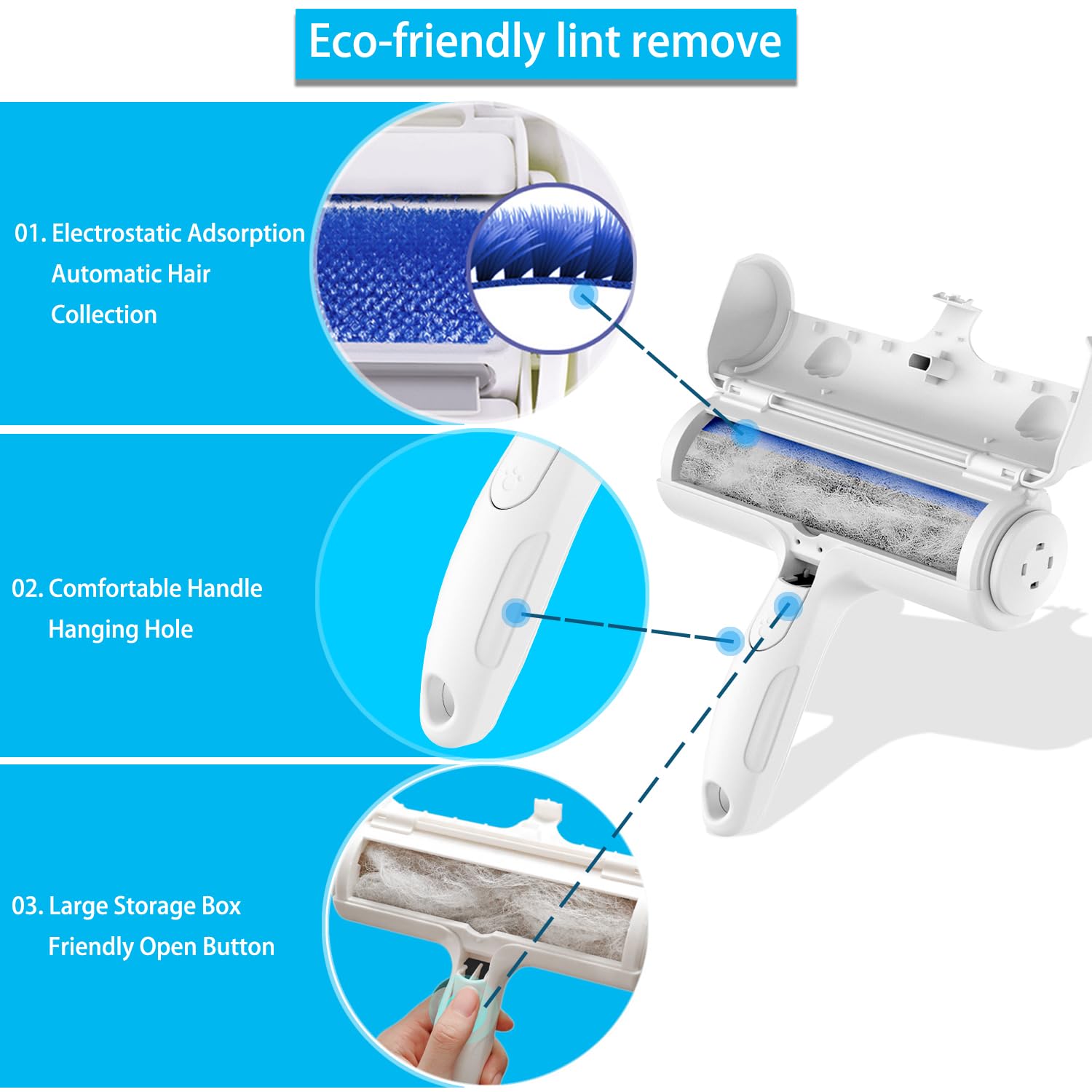 Pet Hair Remover Roller, ACE2ACE Reusable Animal Hair Removal Brush for Dogs and Cats, Self Clean Pet Fur from Carpet, Furniture, Rugs, Laundry, Clothes and Bedding, Sofa 🍁 All In One Marketplace Canada