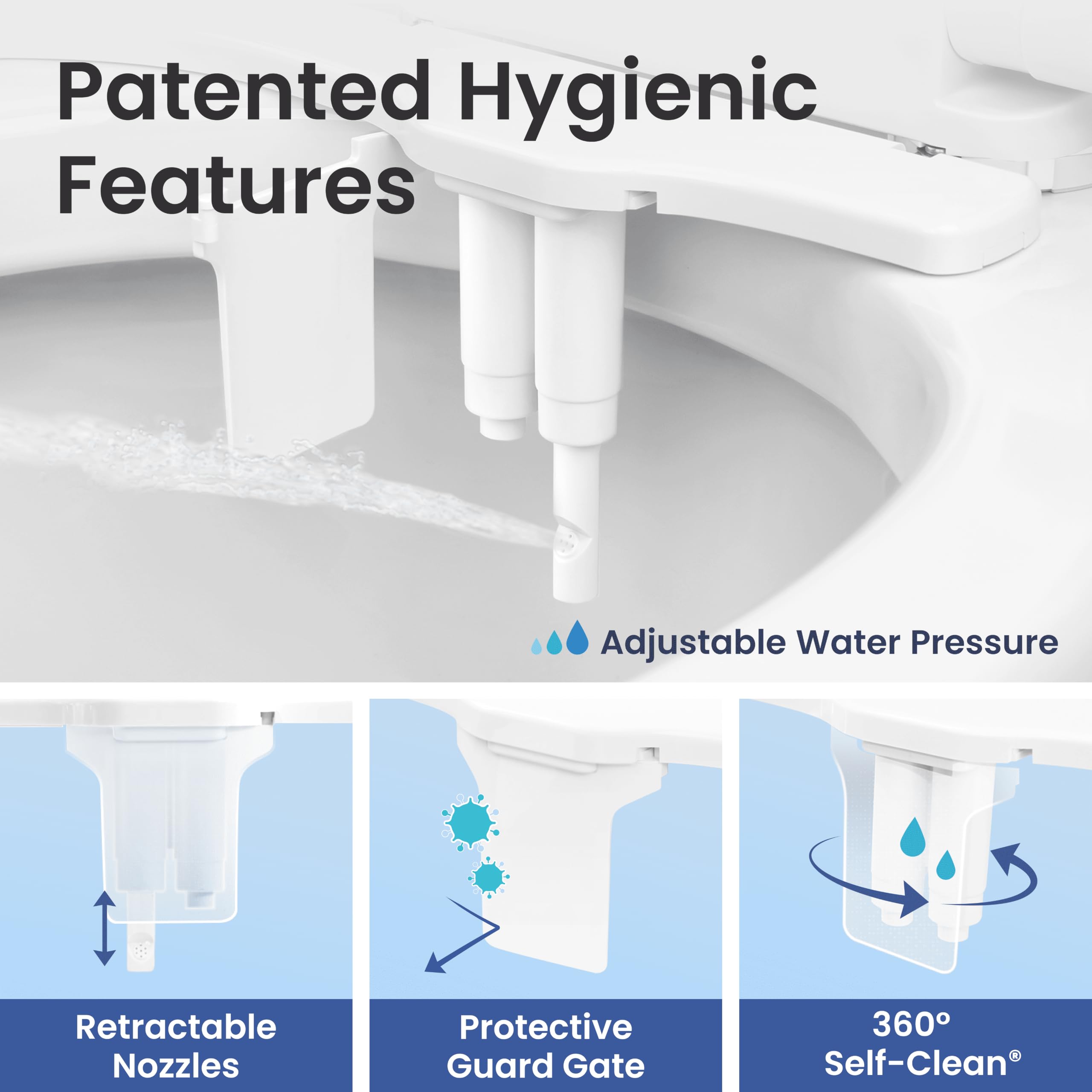 LUXE Bidet NEO 320 Plus - Warm Water, Dual Nozzle, Non-Electric Bidet Attachment for Toilet Seat, Patented Slide-in Install, 360° Self-Clean, EZ-Lift to Clean, Feminine & Rear Wash (Chrome) 🍁 All In One Marketplace Canada