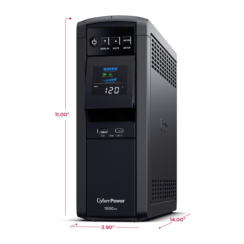 CyberPower CP1500PFCLCD PFC Sinewave UPS System, 1500VA/1000W, 12 Outlets, AVR, Mini Tower, Black 🍁 All In One Marketplace Canada